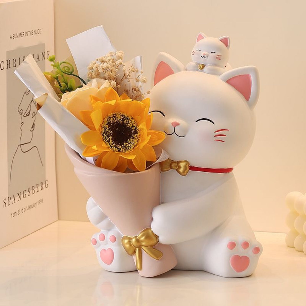 Lucky Cat Bouquet Home Decor Ornament - Living Room & Hallway Decoration