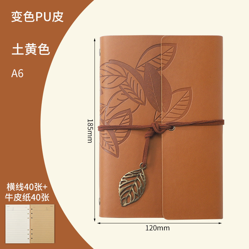 Vintage Travel Notebook - Loose Leaf Diary with Imitation Leather Cover