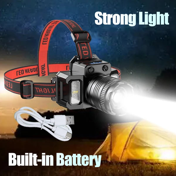 USB Rechargeable LED Headlamp with Motion Sensor - 60000LM