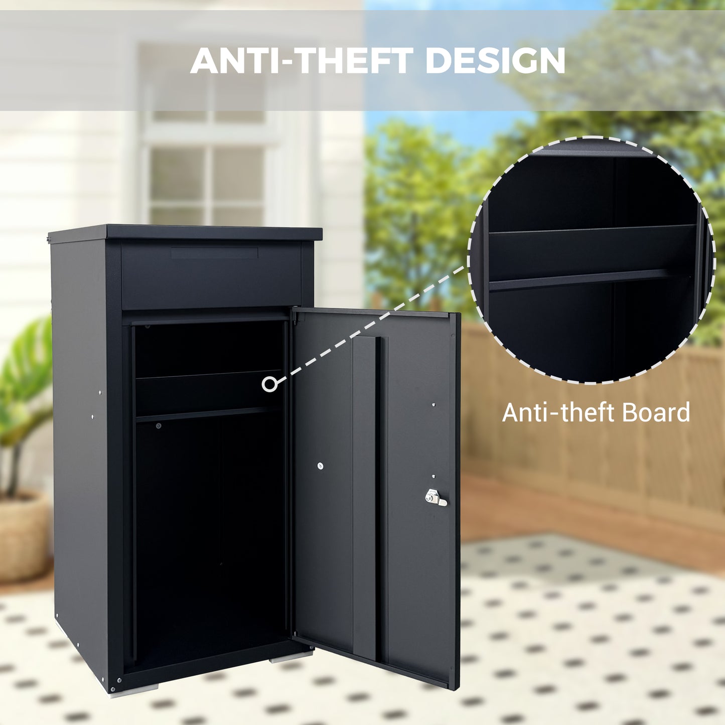 Lockable Steel Package Delivery Box with Mail Compartment - Large Outdoor Porch Mailbox