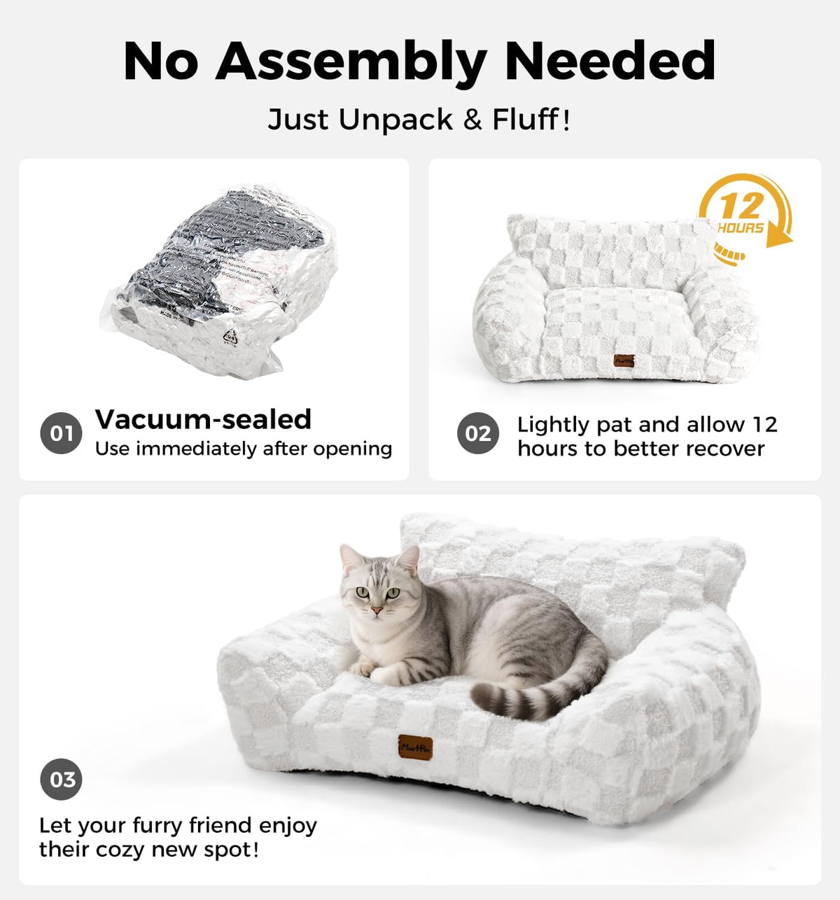 Medium Pet Sofa Bed with Sage Green Plaid Cover - Made4Pets