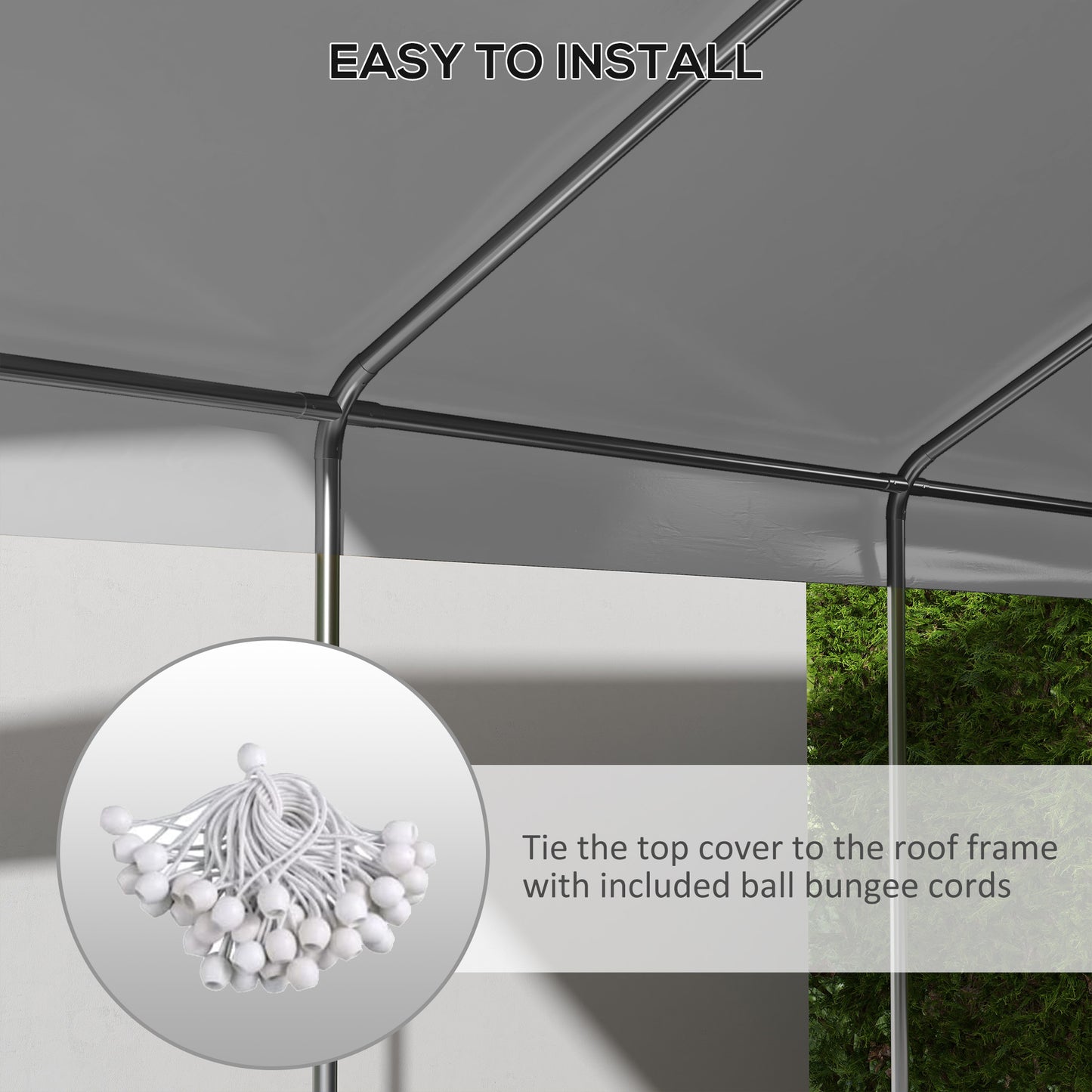 19.7' x 9.7' Carport Canopy Replacement Cover with Bungee Cords - White