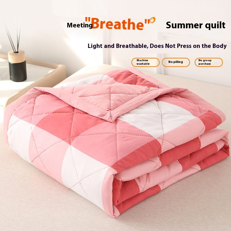 Washed Cotton Summer Quilt Blanket - Non-Printed, Lightweight, Multiple Sizes