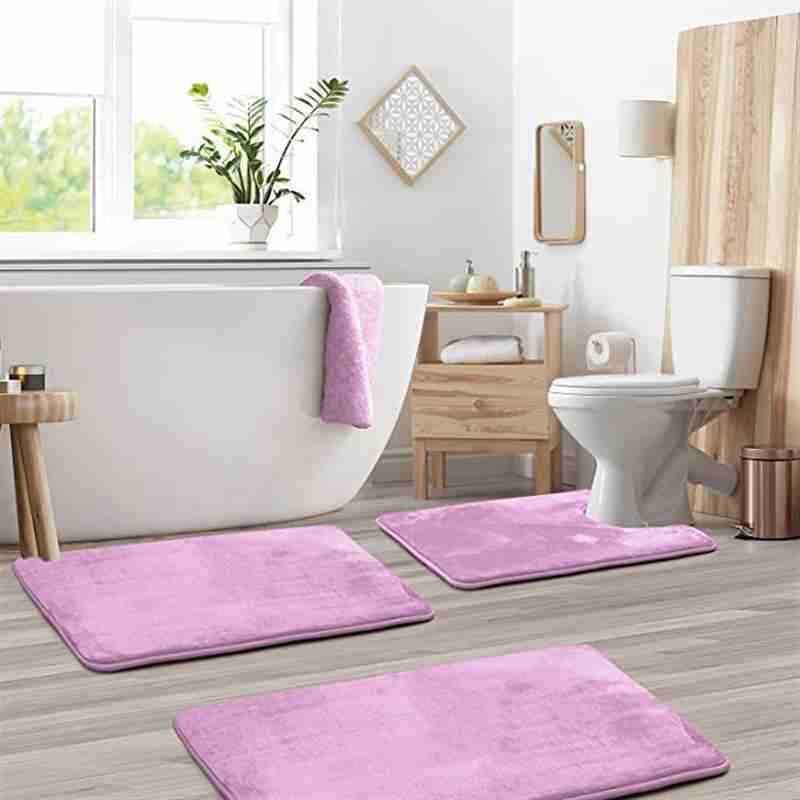 Non-Slip Coral Fleece Bathroom Mat Set - Toilet & Floor Mats for Home Use