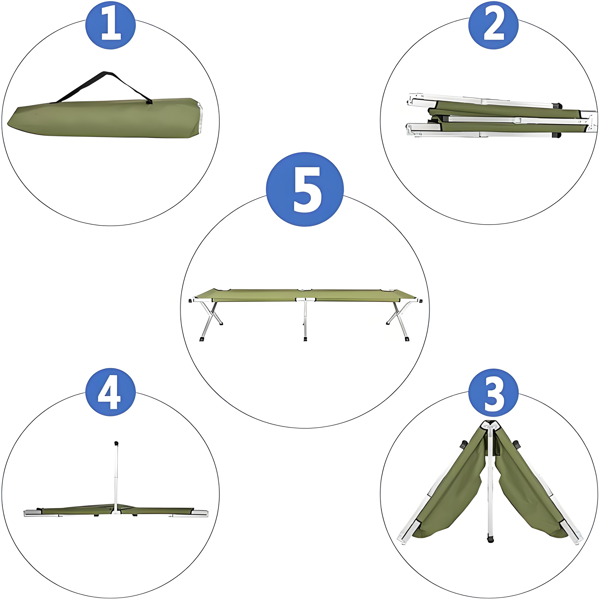 Portable Folding Camping Cot with Carrying Bag - Army Green