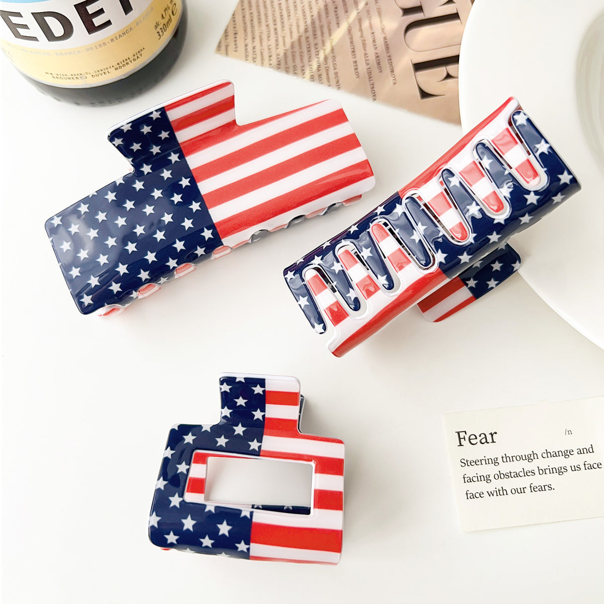 Luxurious Festive Hair Clip for Women - Acrylic Flag Design, European Style