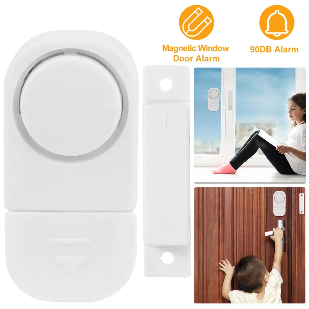 Wireless Magnetic Door Window Alarm Sensor - 90dB Home Security Burglar Alert