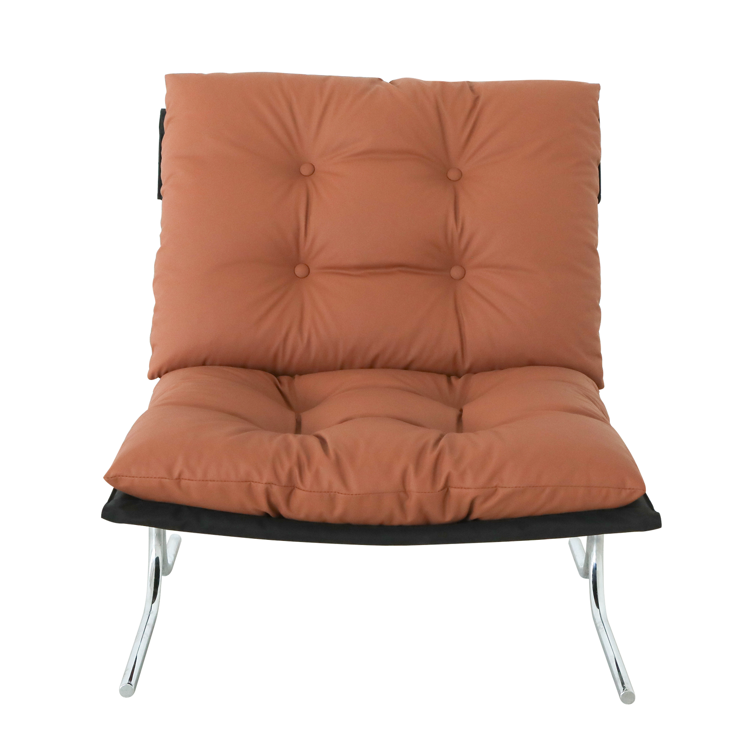 Brown Leather Accent Armchair - Modern High Back Chair