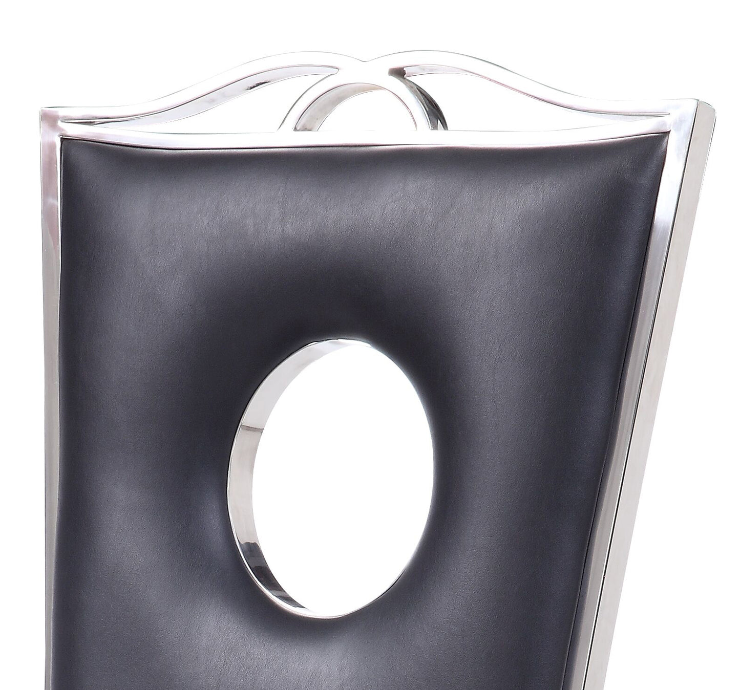 Black Synthetic Leather & Stainless Steel Side Chair Set of 2