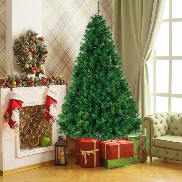 6ft 1050 Branch Christmas Tree - Green PVC with Metal Base