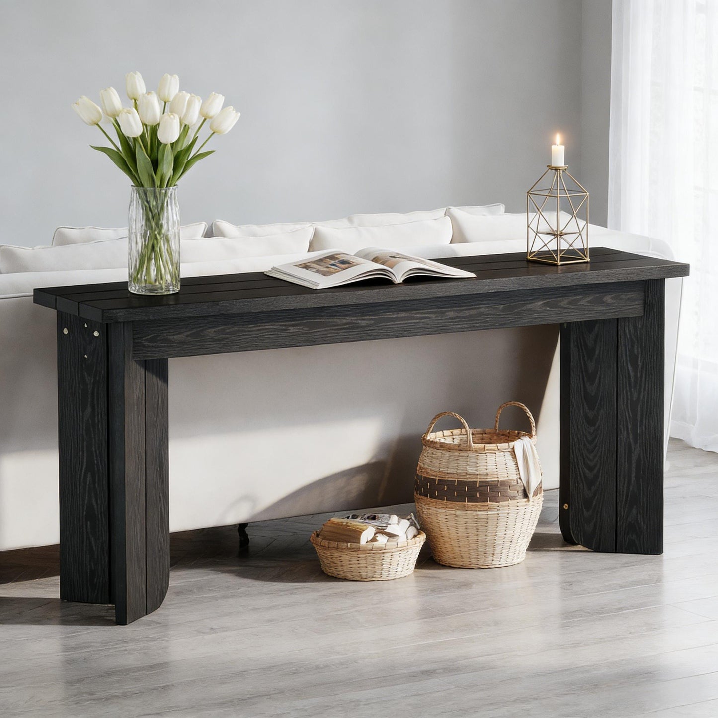 Rustic Console Table - Farmhouse Entryway Sofa Table - Black