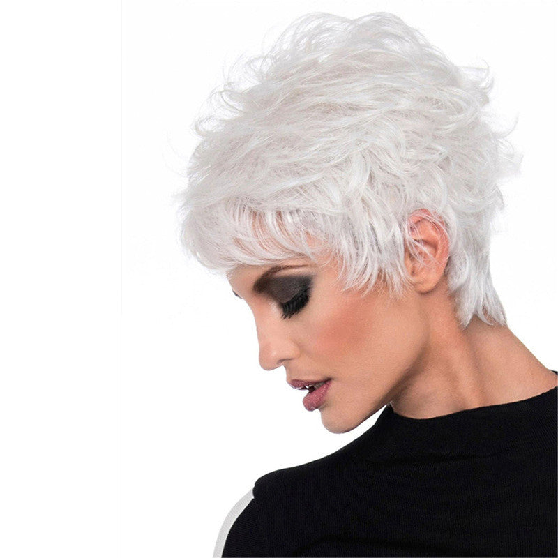 White Synthetic Cosplay Wig - 6inch Short Length