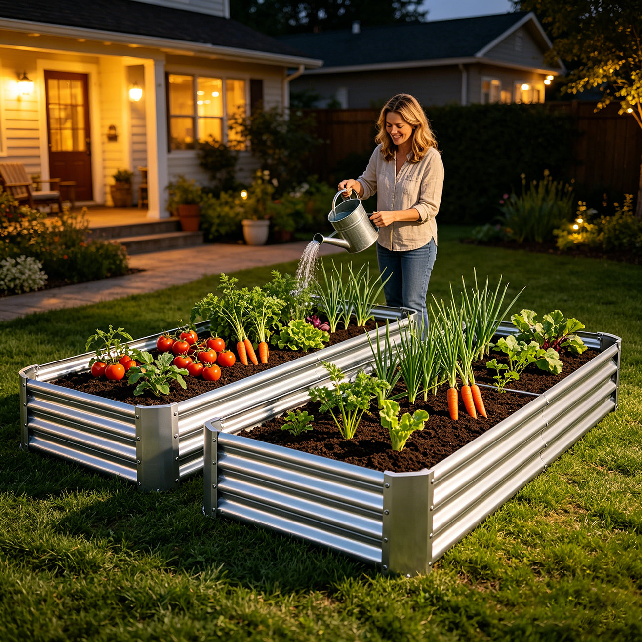 2PCS Metal Raised Garden Planter Beds 6' x 3' x 1' - Silver