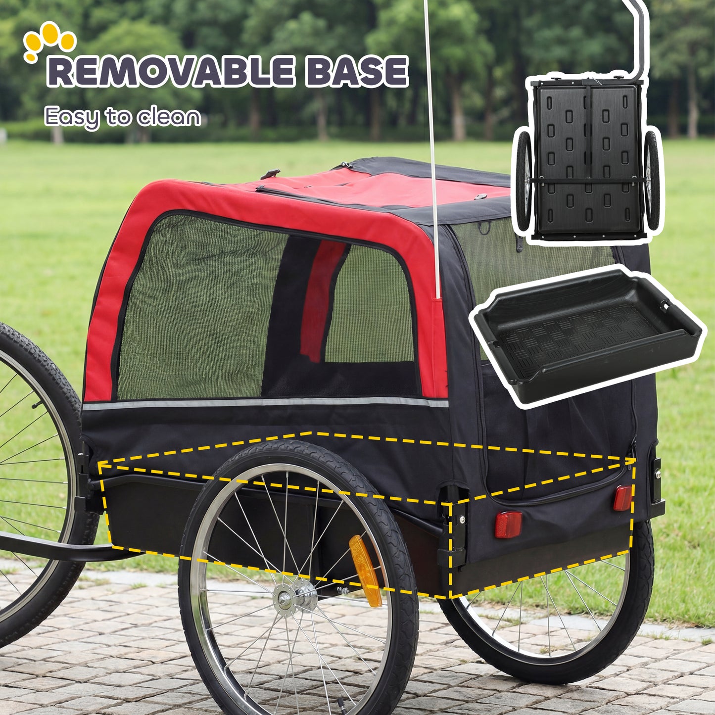 Dog Bike Trailer with 20-Inch Air Tires, Quick-Release Wheels & Safety Flag