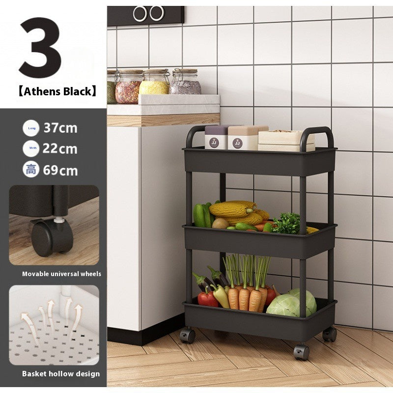 Multi-Layer Mobile Kitchen Trolley Rack with Wheels - Storage & Organization
