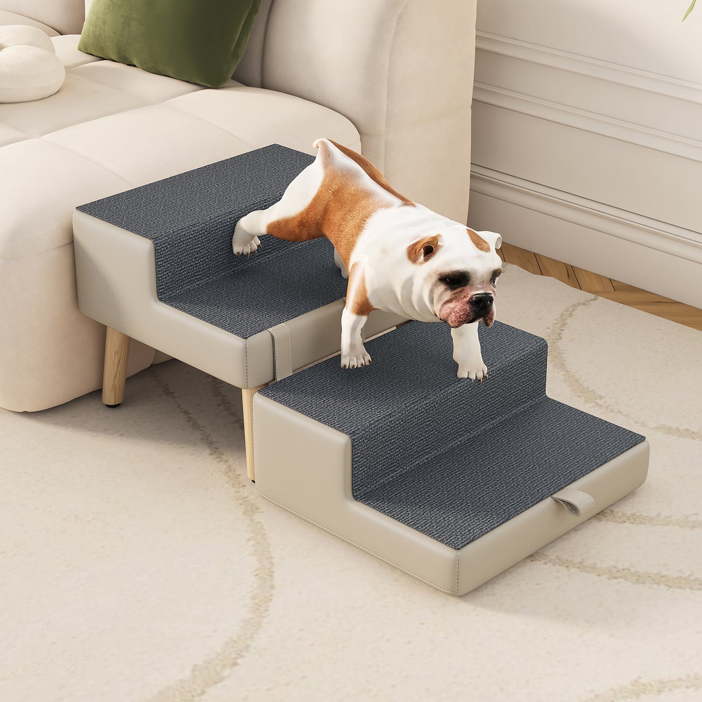Foldable 4-Step Dog & Pet Stairs Ramp for Sofa Bed - Support Up To 220lbs