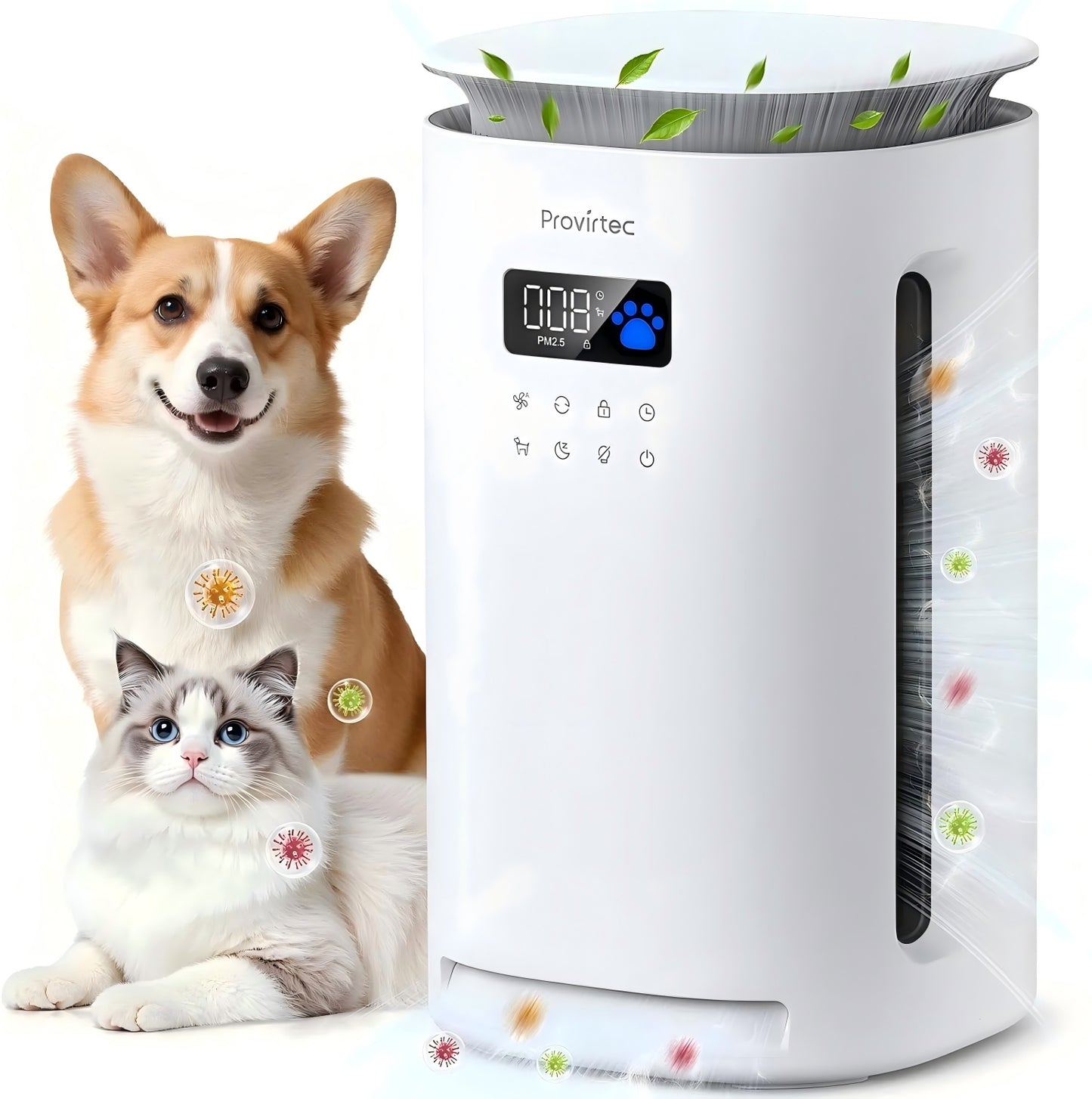 Pet Air Purifier with HEPA Filter for Large Rooms Up to 2000 Sq Ft - Odor & Pet Hair Reduction