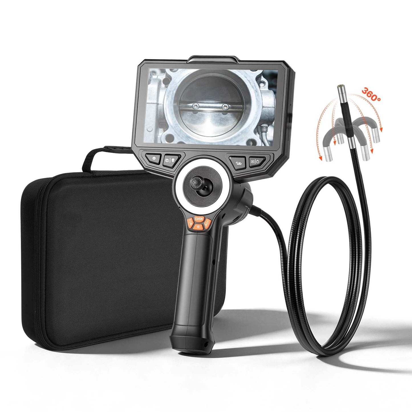 Articulating Endoscope Camera with Light, 6-Inch HD IPS Screen, 8X Zoom, Waterproof for Auto & Plumbing