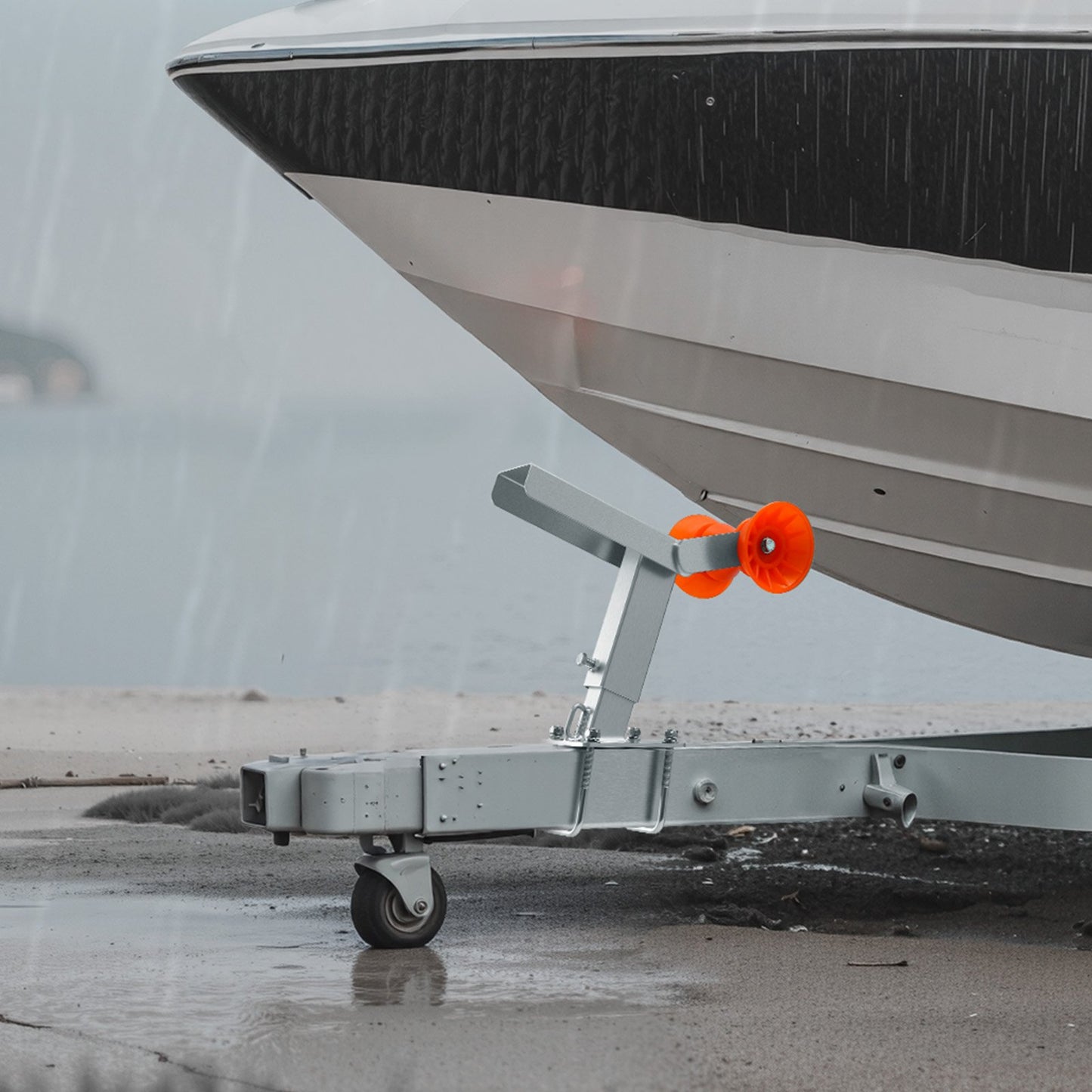 Boat Trailer Winch Stand with Adjustable Height Roller Mount - Galvanized Steel