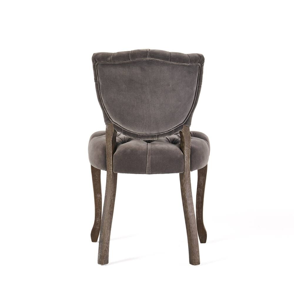 Set of 2 Charcoal Tufted Velvet Dining Chairs