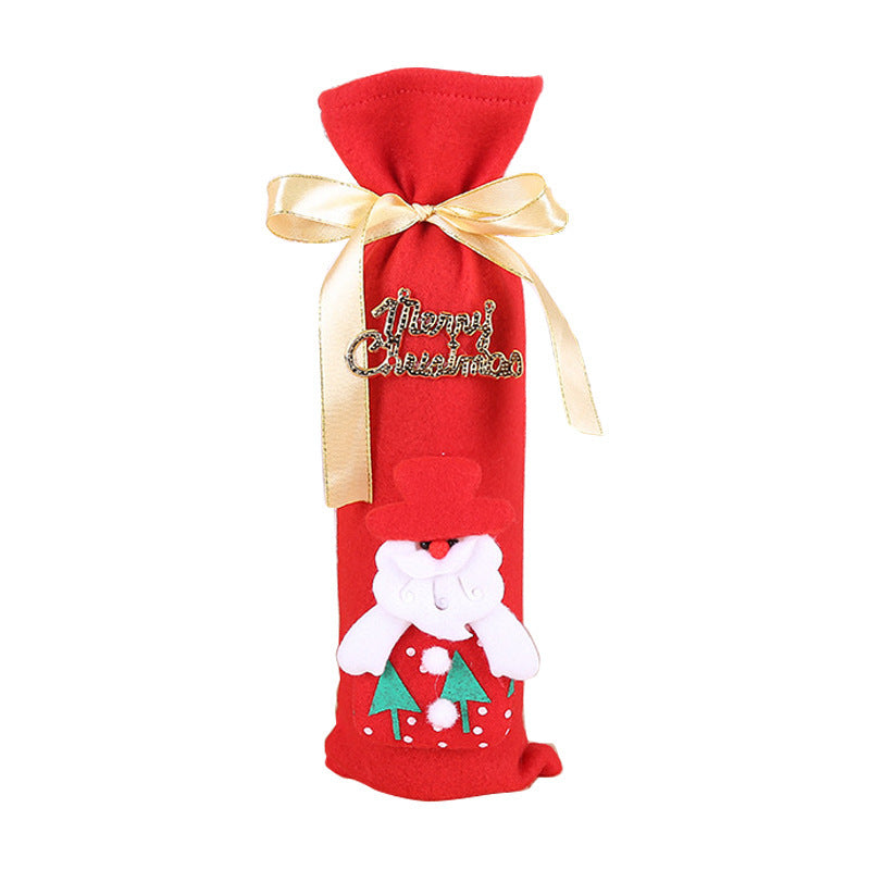 Christmas Flannel Wine Bottle Gift Bag Set for Holiday Decor