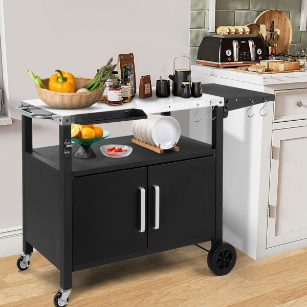 Outdoor Grill Cart with Storage and Wheels - Movable Kitchen Island for BBQ and Patio Dining