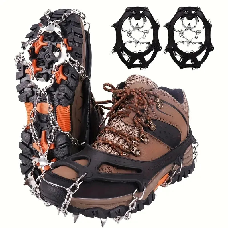 Ice Grip Shoe Claws with 19 Stainless Steel Nails - Anti-Slip Traction