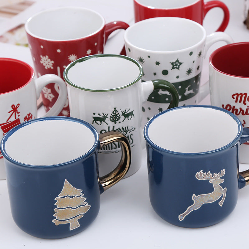 Christmas Cartoon Snowman Santa Ceramic Mug - Holiday Gift Drinkware
