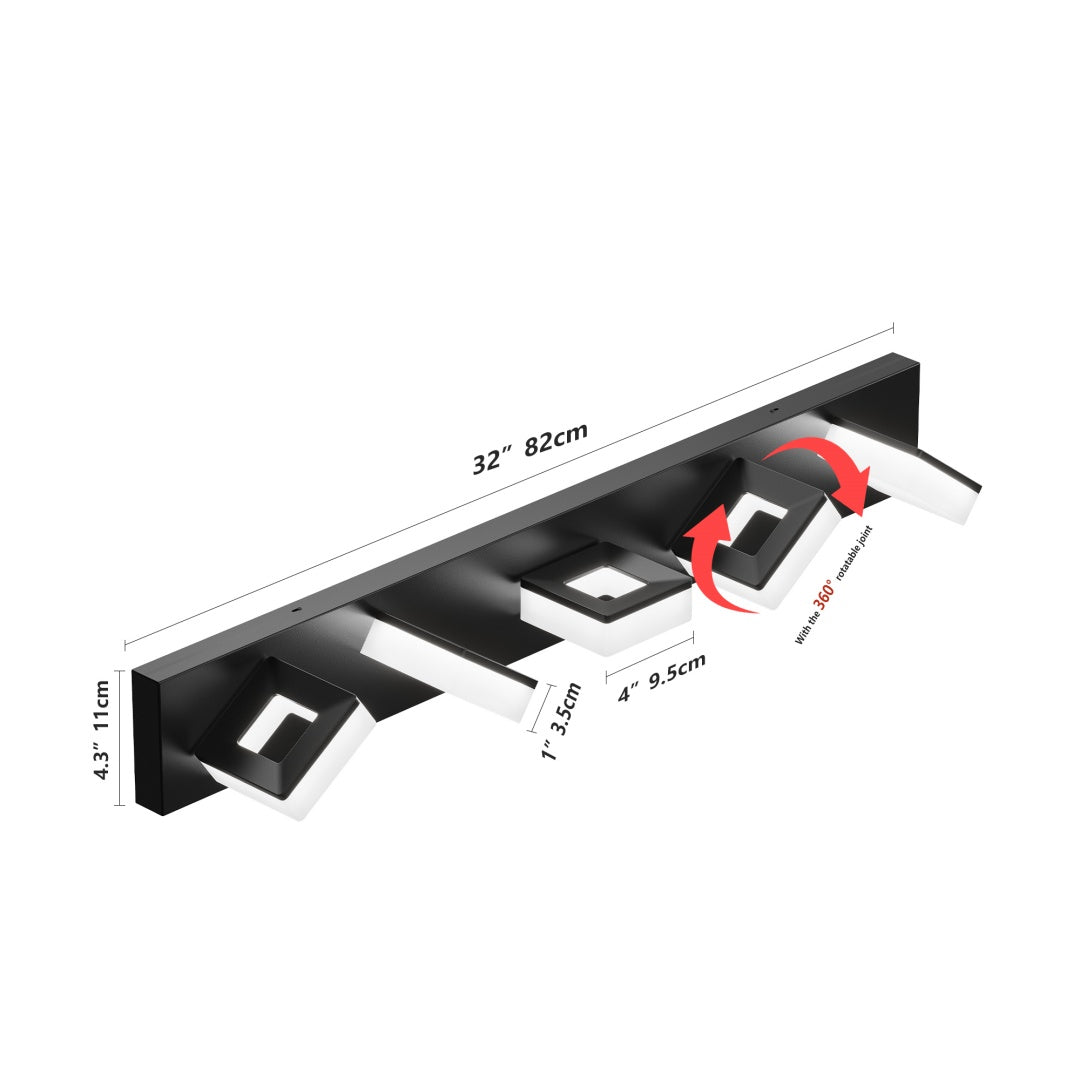 32-Inch LED Bathroom Vanity Light Fixture - 5-Light, Matte Black