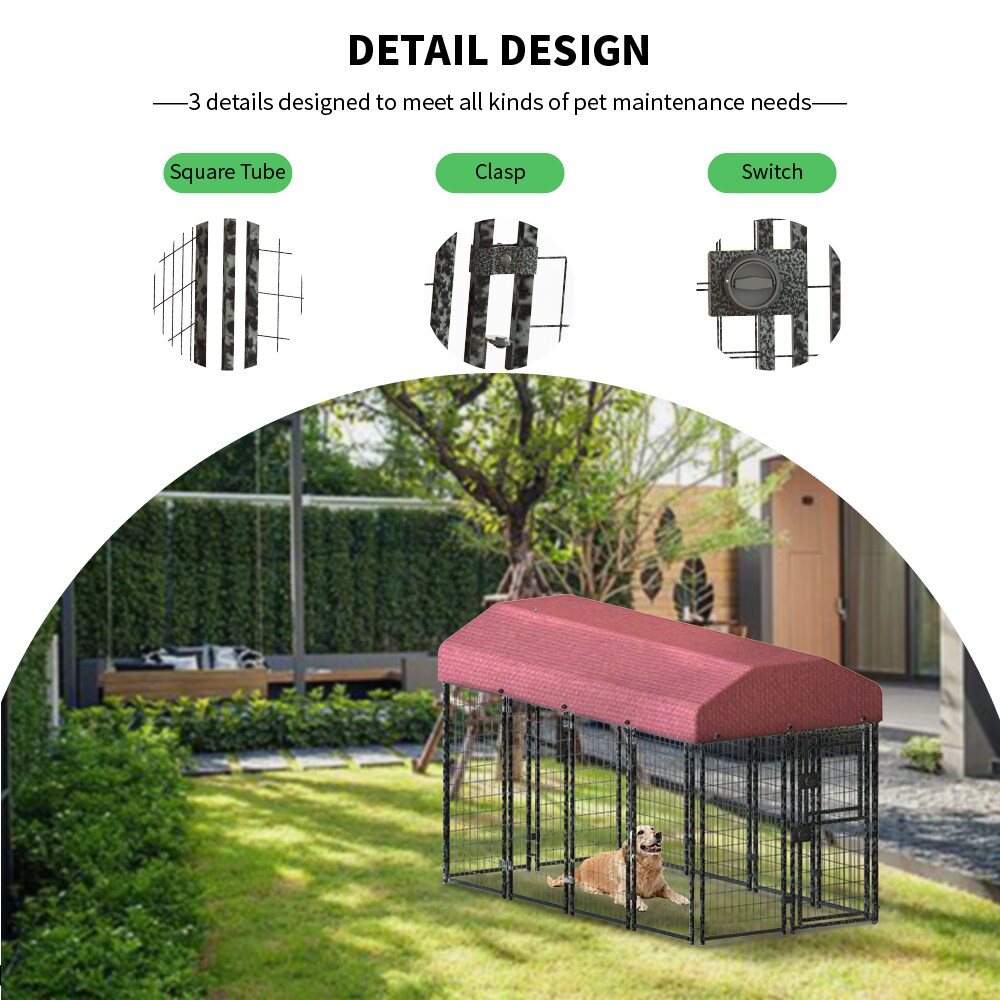 12 Pieces Square Tube Wire Pet Cage with Single Door - Black