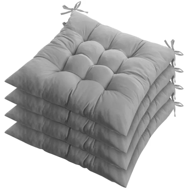 4-Pack Soft Tie-On Chair Cushion Pads for Comfort