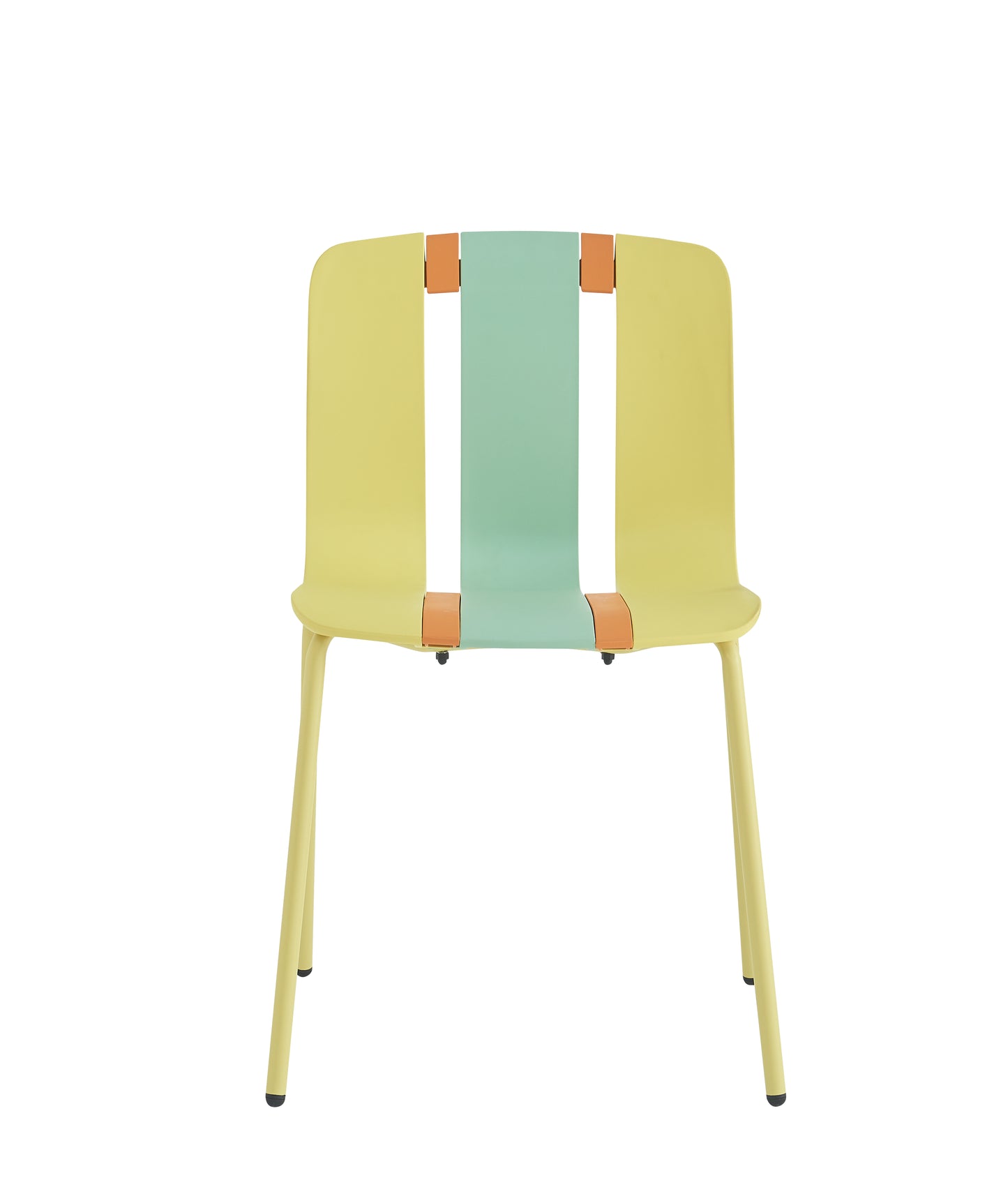 Modern Striped Color Block Chairs Set - 4-Pack with Round Table - Yellow, Orange, Green
