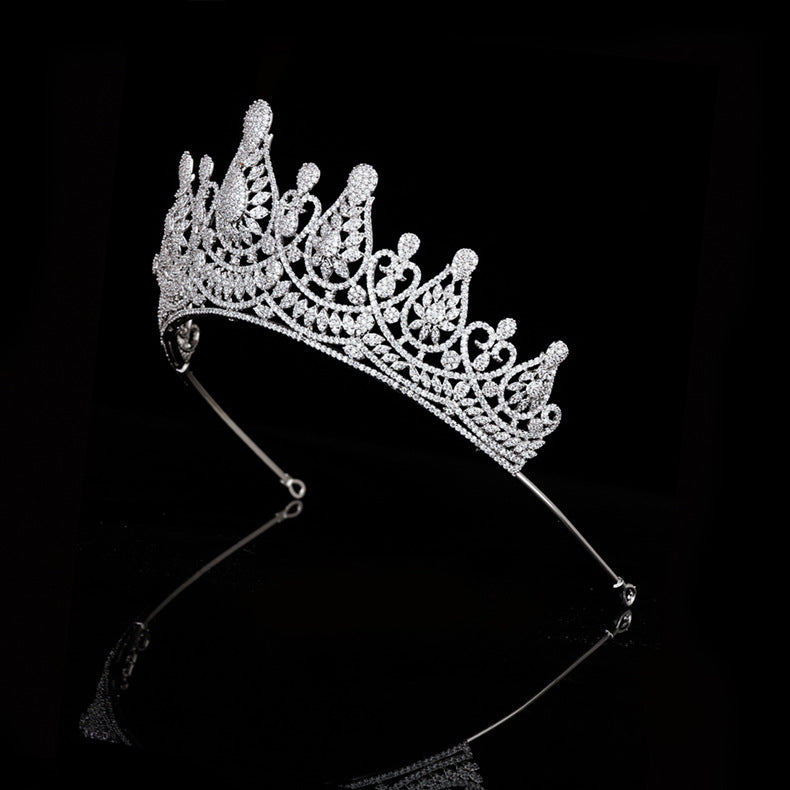 Zircon Wedding Tiara - White Gold Crown Headpiece