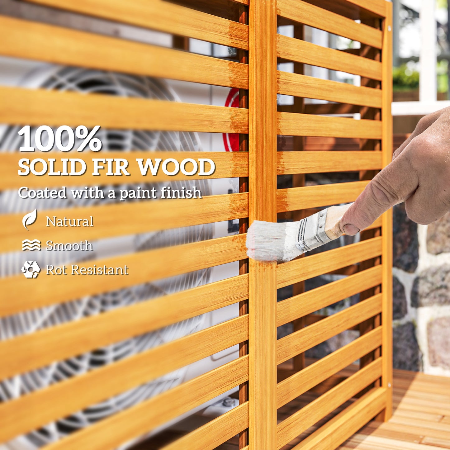 Outdoor Privacy Screen for Air Conditioner - Wood Fence with Shelves