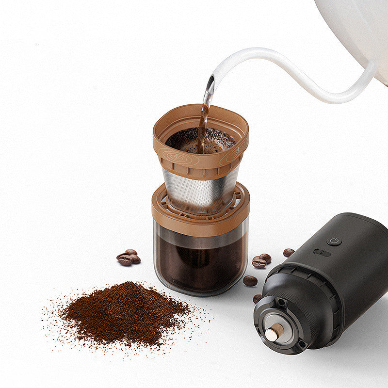 Portable Coffee Grinder and Brewing Machine for Outdoor Use - Black or USB