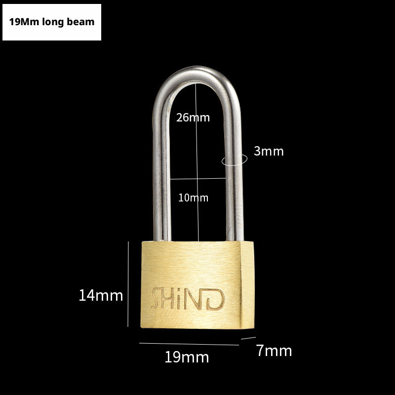 All-Copper Padlock 19mm Long Beam Security Lock 1 Pack