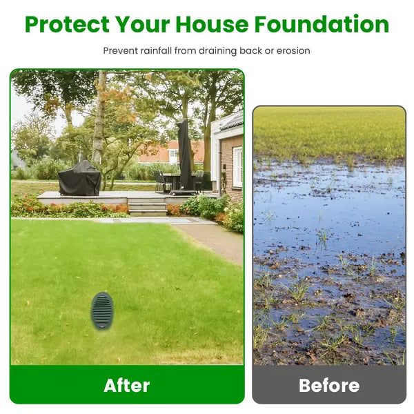 4-Inch Green Angled Yard Drainage Pipe with Sloped Grate - 1Pc
