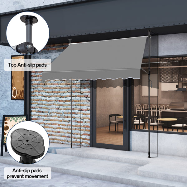 Retractable Canopy Awning - Grey Polyester Shade Shelter