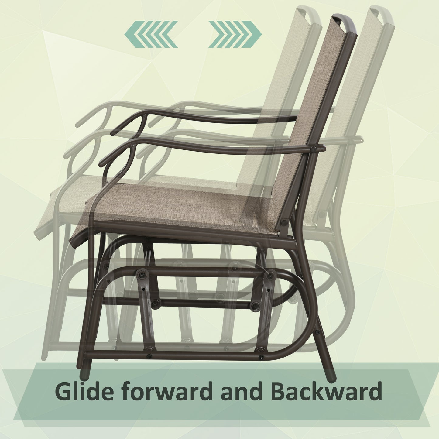 3-Piece Outdoor Glider Chair Set with Glass Table - Brown