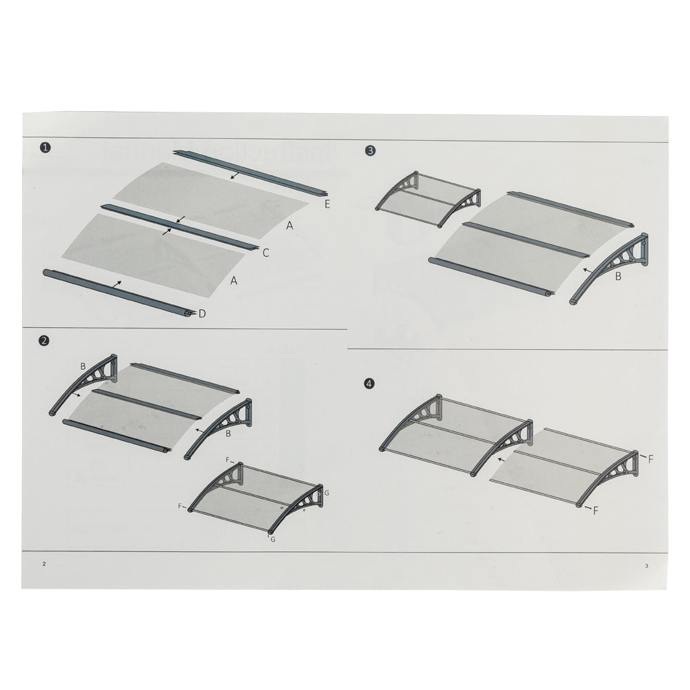 80x38in Outdoor Door Window Awning with Brown Polycarbonate Panel & Black Bracket - Rain Snow Sun Shade Cover, Durable 10-Year