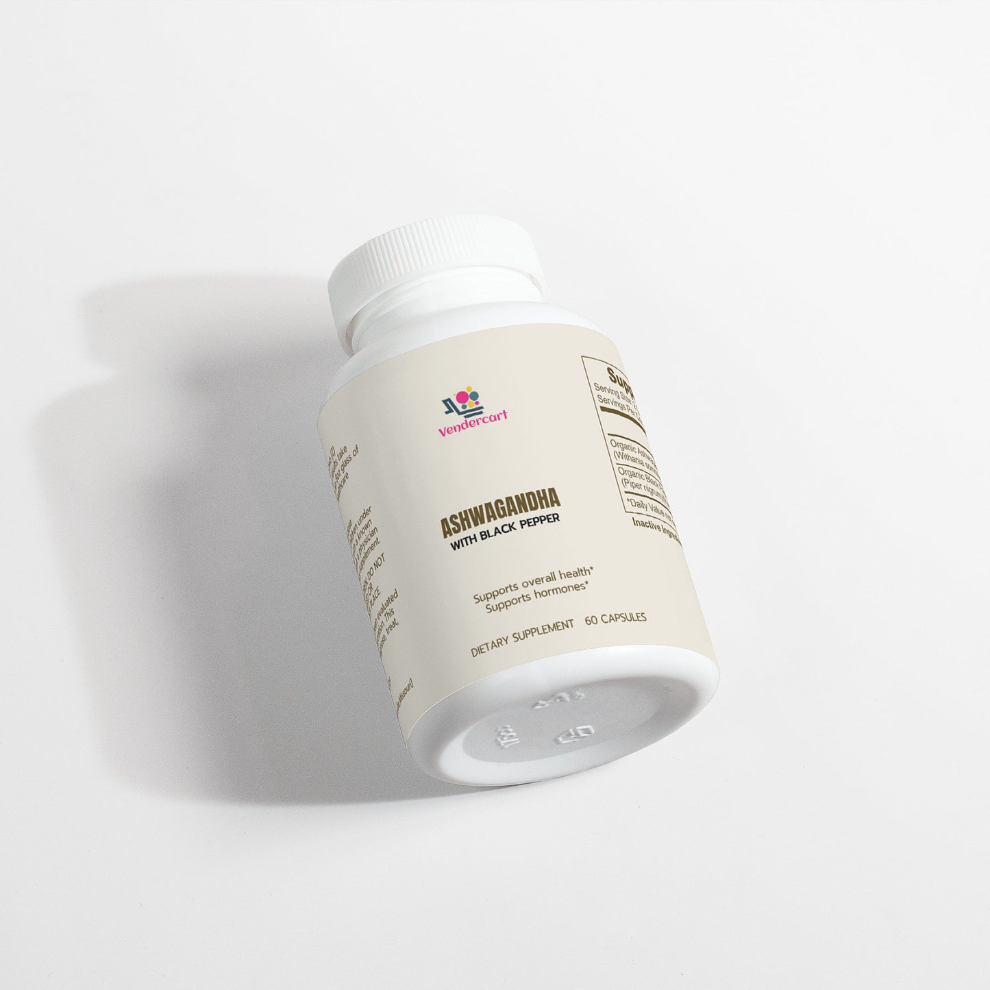Organic Ashwagandha Root Capsules with Black Pepper for Stress Support