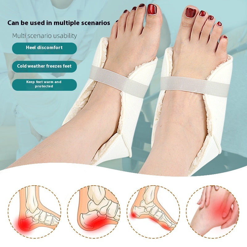 Soft Cotton Velvet Heel Cover Ankle Support - Beige