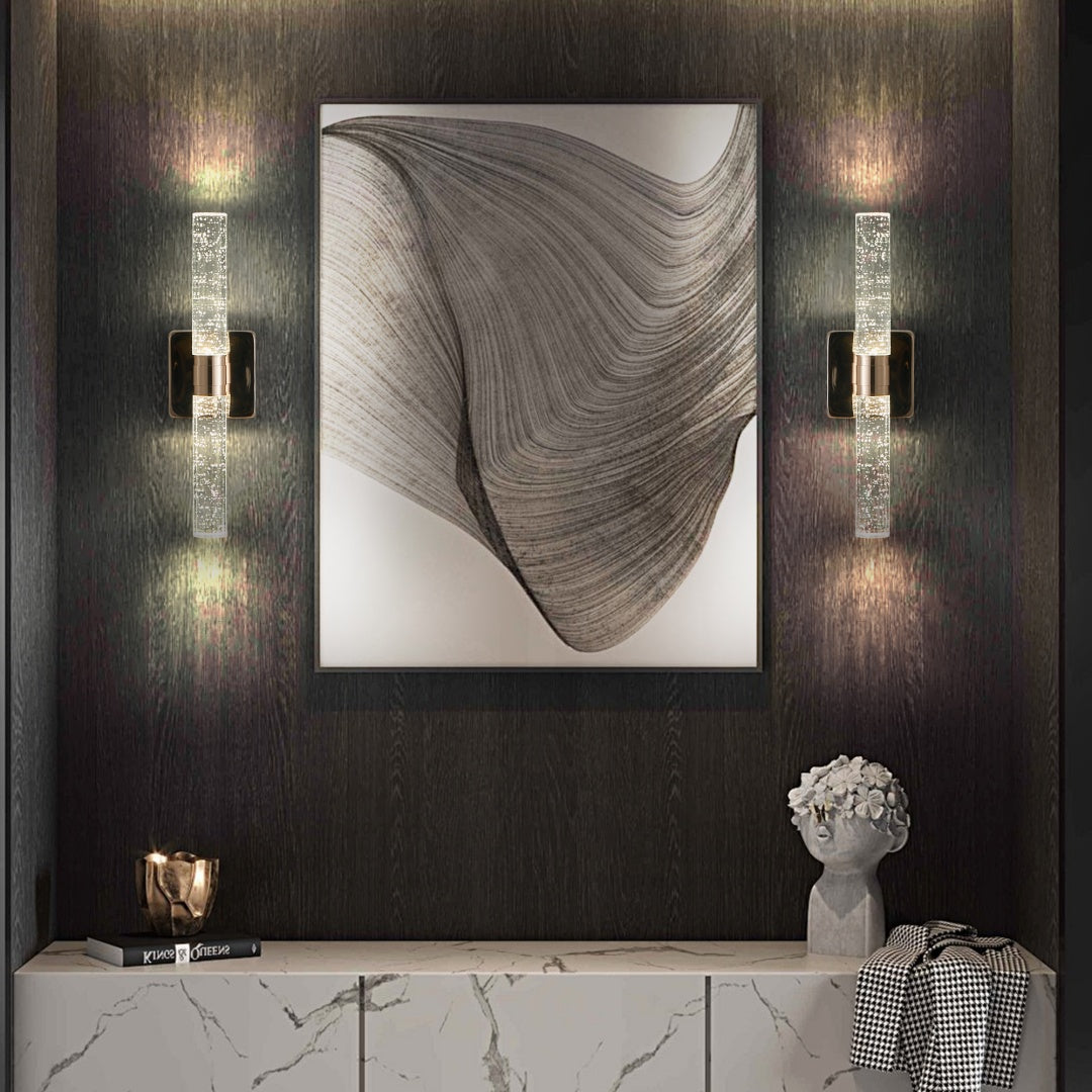 Modern Crystal Wall Sconce - Double Light Fixture for Indoor Use