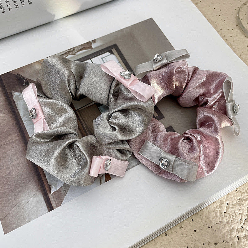 Large Intestine Hair Ring with Satin Bow - Elastic Hair Accessory for Women