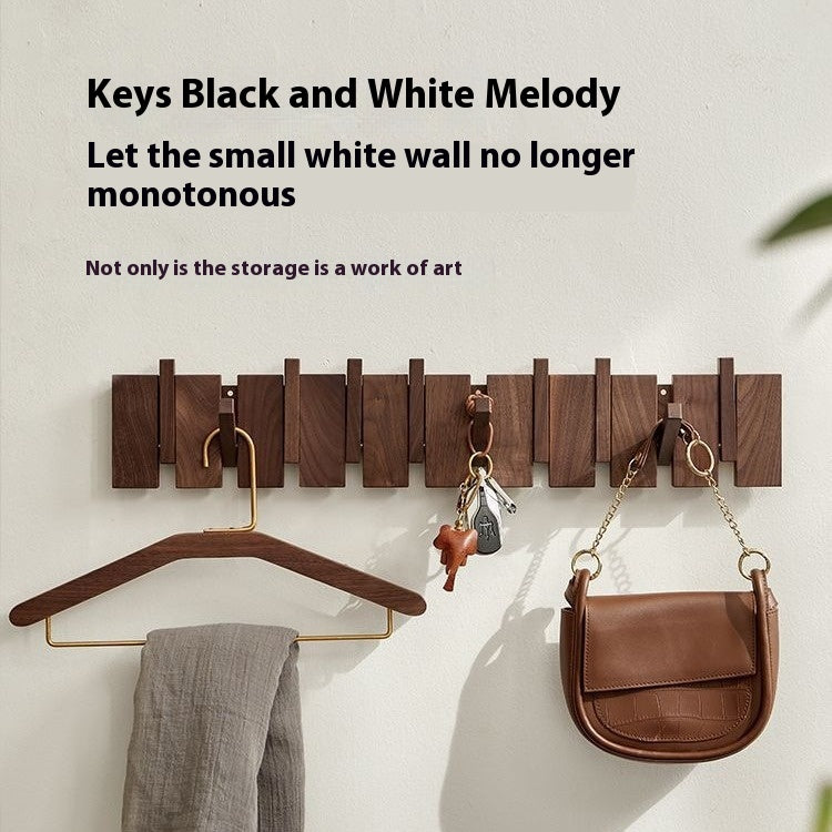 Wooden Wall Clothes Hooks Set - Modern Hallway Hanger with Multiple Hooks