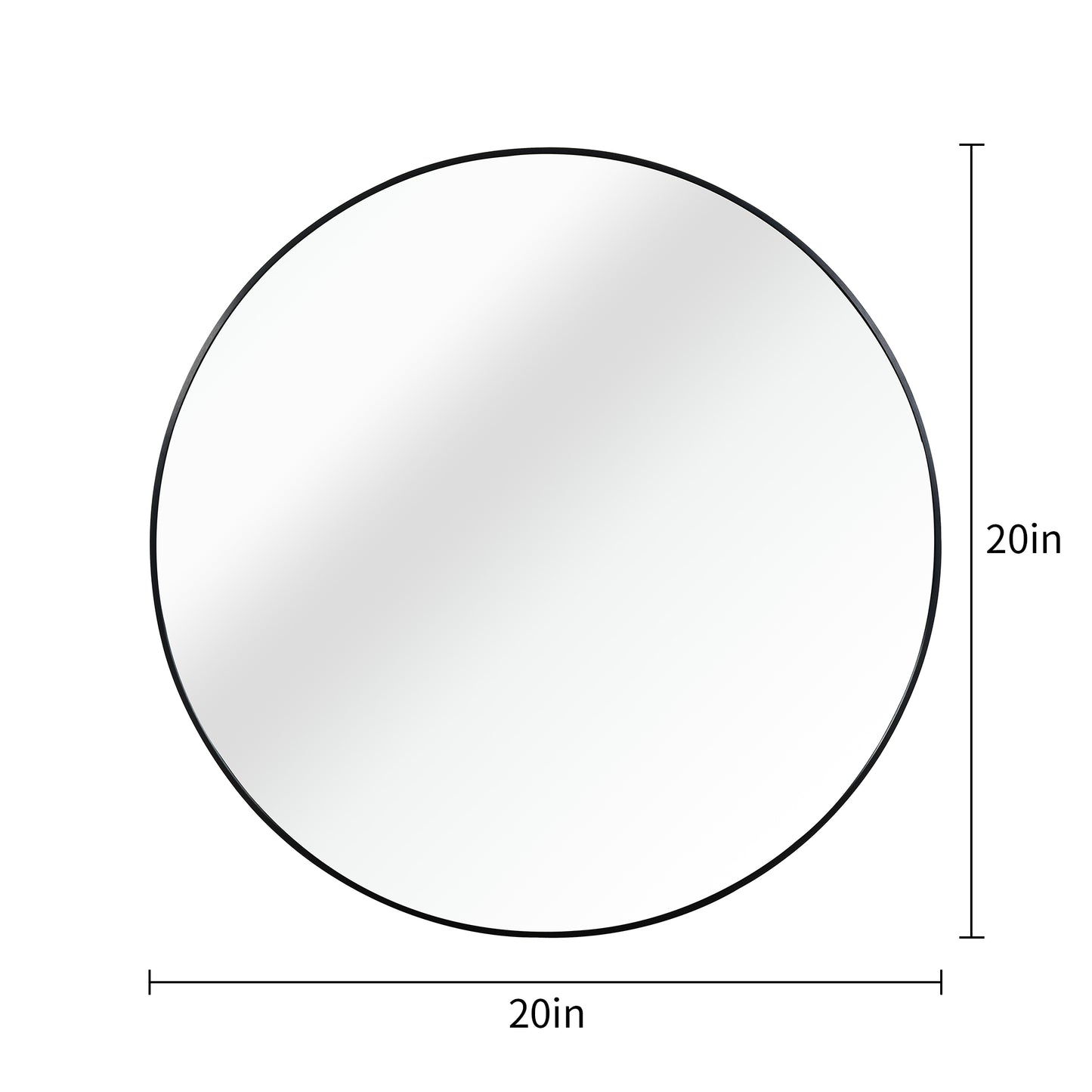 20-Inch Black Metal Round Bathroom Mirror - Classic Design