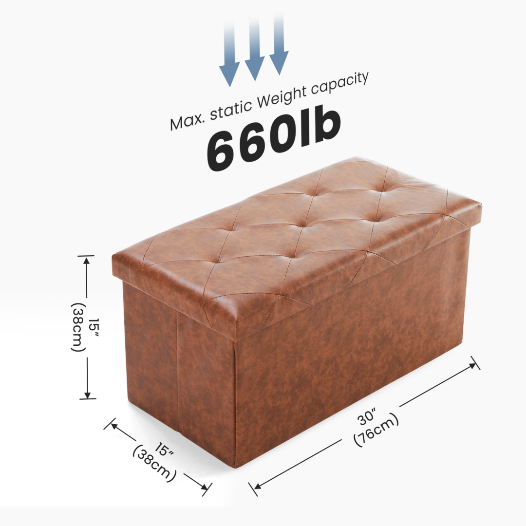 Foldable Storage Ottoman Bench 43in, Foot Rest Stool, Synthetic