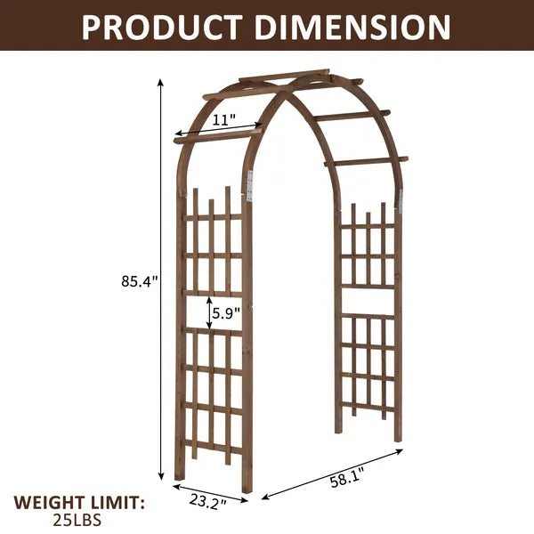 7FT Wooden Garden Arbor Wedding Arch Backdrop Stand for Outdoor Ceremony