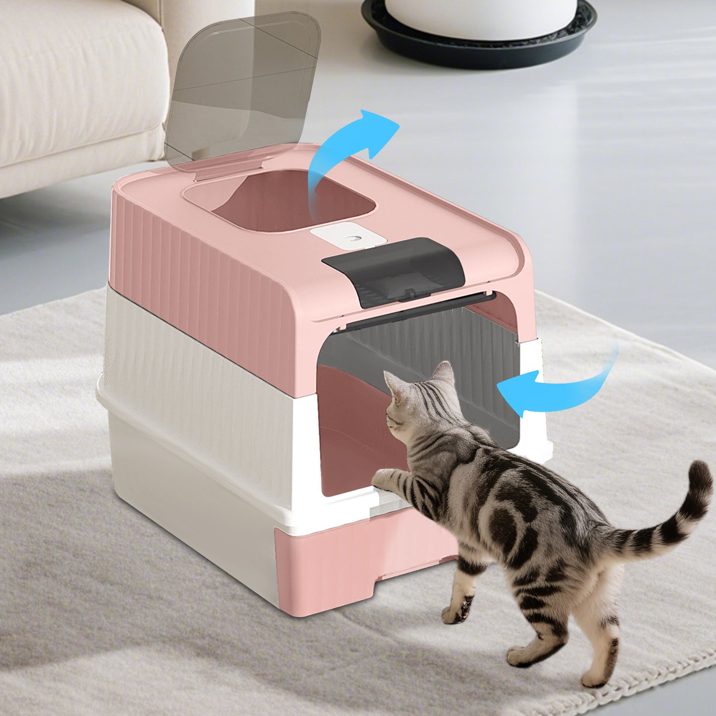 Self Pickup Cat Litter Box with Magic Cube Design - Multiple Colors Available