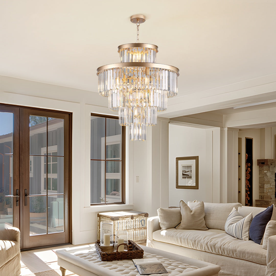 Modern Gold Crystal Chandelier Pendant Light - 23.6 Inch